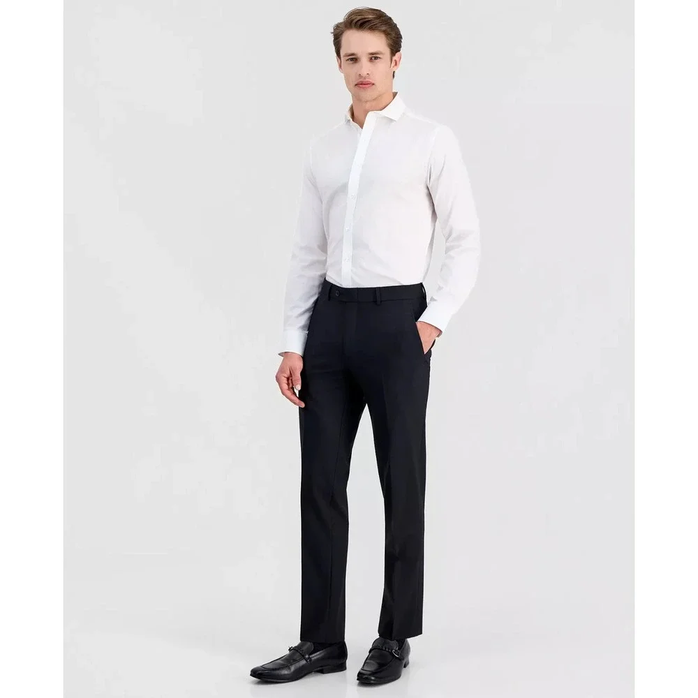 Bar III Mens Slim fit 2-pc Suit Jacket Blazer 38R Black Solid Pants 32W 32L